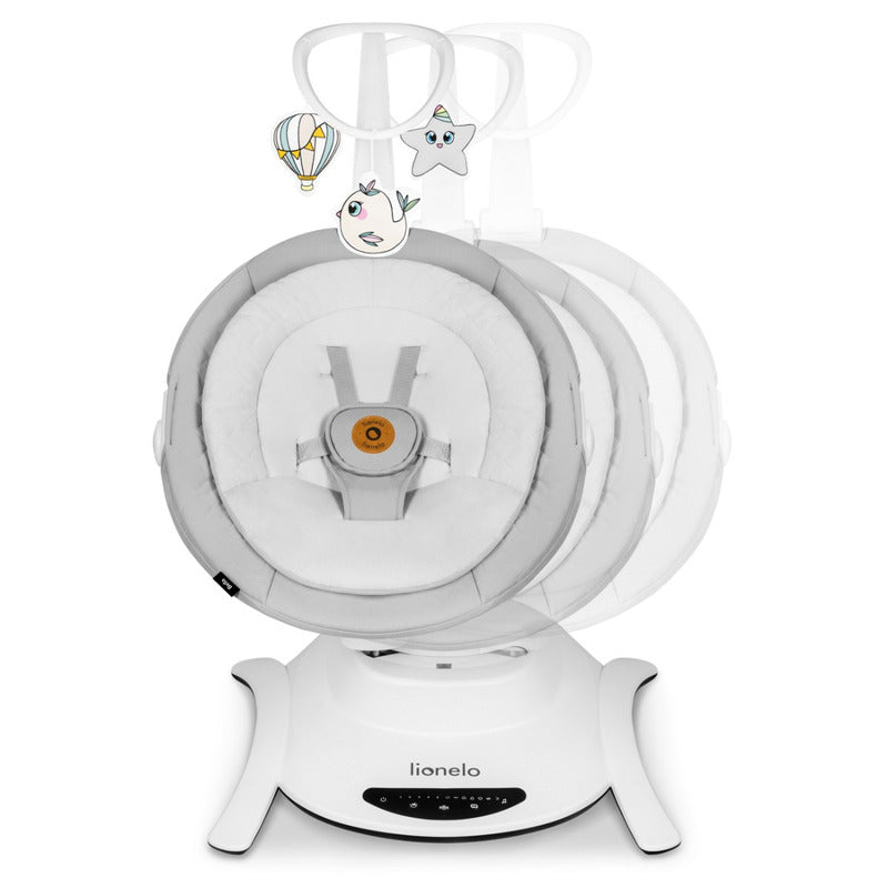Balansoar, Lionelo, Bella, Multifunctional, Electric, Scaun reglabil, Ecran tactil si telecomanda, 6 miscari unice, 5 viteze, Cu melodii, Gri - gogobaby.ro