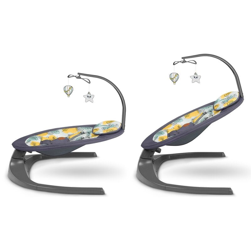 Balansoar si sezlong, Lionelo, Ralf, 2 in 1, Electric, Cu telecomanda si cablu USB, Cu miscare laterala de balansare si 5 niveluri diferite de viteza, Cu 12 melodii, Gri