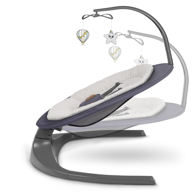 Balansoar si sezlong, Lionelo, Ralf, 2 in 1, Electric, Cu telecomanda si cablu USB, Cu miscare laterala de balansare si 5 niveluri diferite de viteza, Cu 12 melodii, Gri Grafit - gogobaby.ro