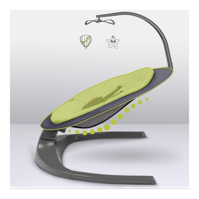 Balansoar si sezlong, Lionelo, Ralf, 2 in 1, Electric, Cu telecomanda si cablu USB, Cu miscare laterala de balansare si 5 niveluri diferite de viteza, Cu 12 melodii, Gri Grafit - gogobaby.ro