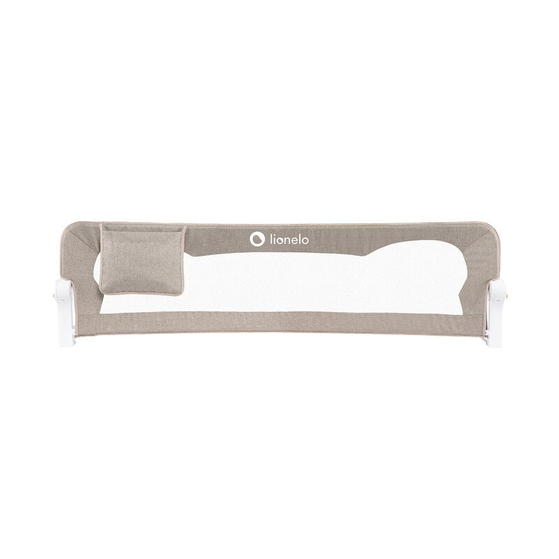 Protectie laterala pat, Lionelo, Eva, Cu buzunar accesorii, 150x35 cm, Conform cu standardul european de securitate BS7072, Bej - gogobaby.ro