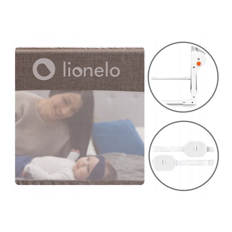 Protectie laterala pat, Lionelo, Eva, Cu buzunar accesorii, 150x35 cm, Conform cu standardul european de securitate BS7072, Bej - gogobaby.ro