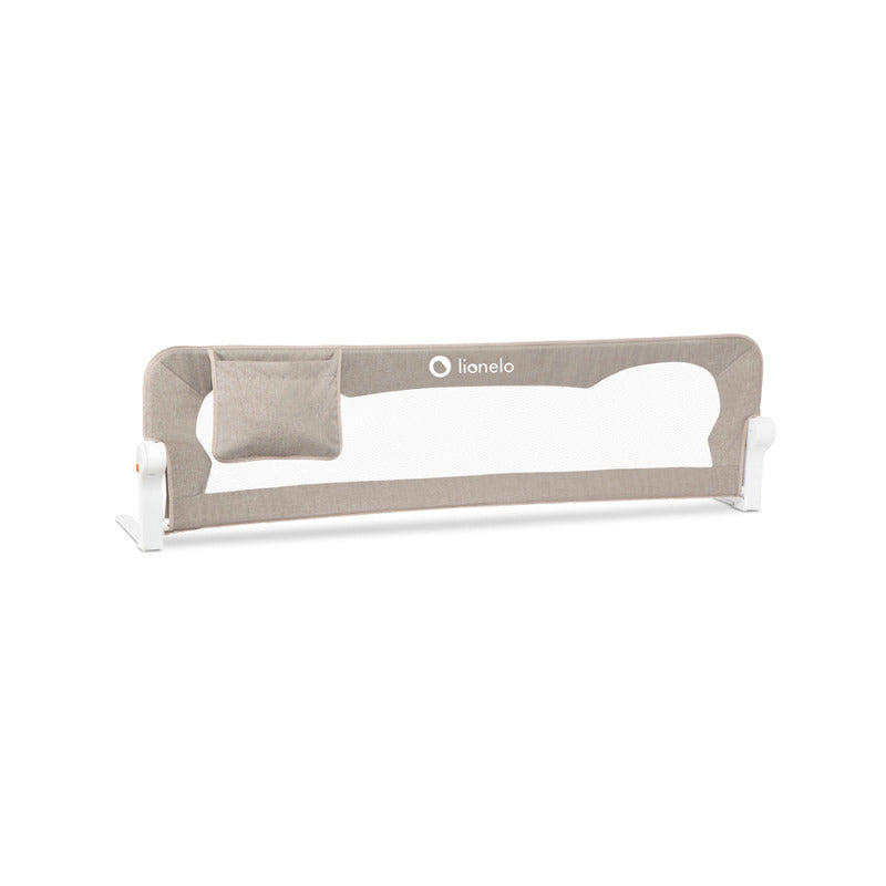 Protectie laterala pat, Lionelo, Eva, Cu buzunar accesorii, 150x35 cm, Conform cu standardul european de securitate BS7072, Bej - gogobaby.ro