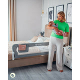 Protectie laterala pat, Lionelo, Eva, Cu buzunar accesorii, 150x35 cm, Conform cu standardul european de securitate BS7072, Gri