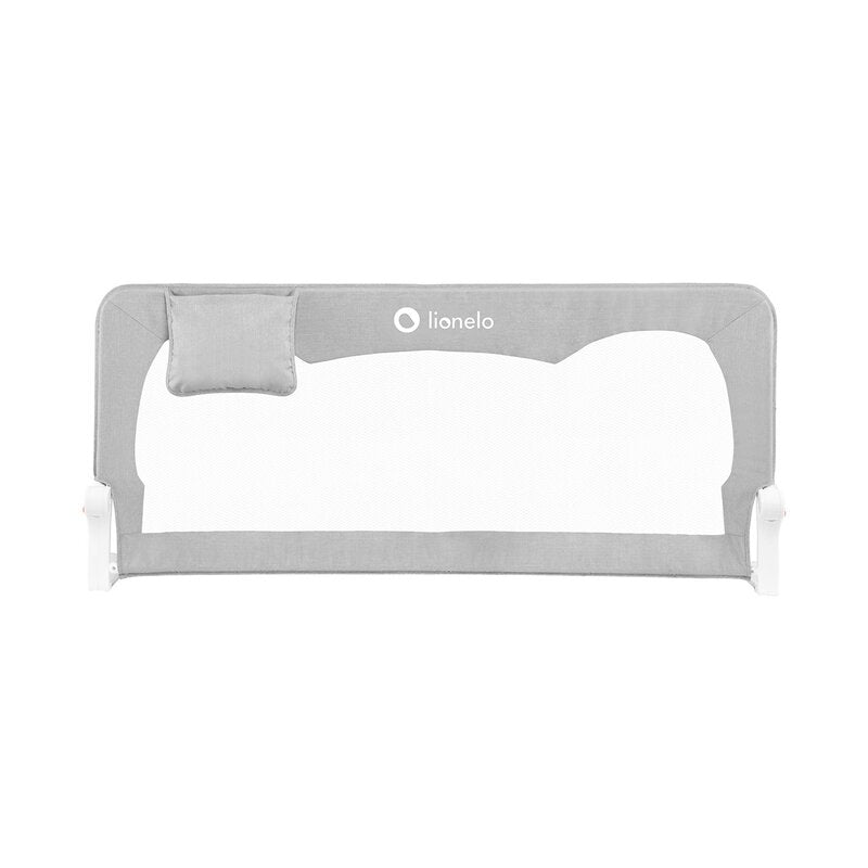 Protectie laterala pat, Lionelo, Hanna, Cu buzunar accesorii, 150x66 cm, Conform cu standardul european de securitate BS7072, Gri