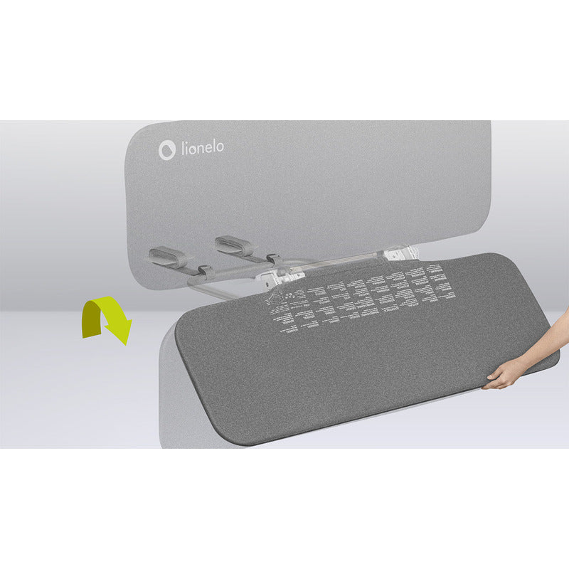 Protectie laterala pat, Lionelo, Lora, Pliabila, Sistem de blocare StandSafe, Geanta de transport inclusa, 105 x 45 cm, Gri - gogobaby.ro