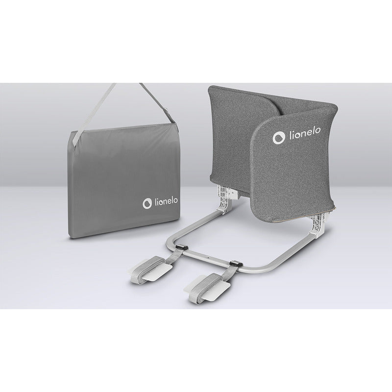 Protectie laterala pat, Lionelo, Lora, Pliabila, Sistem de blocare StandSafe, Geanta de transport inclusa, 105 x 45 cm, Gri - gogobaby.ro