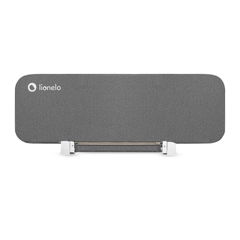 Protectie laterala pat, Lionelo, Lora, Pliabila, Sistem de blocare StandSafe, Geanta de transport inclusa, 105 x 45 cm, Gri