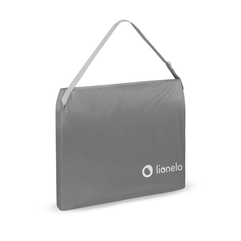 Protectie laterala pat, Lionelo, Lora, Pliabila, Sistem de blocare StandSafe, Geanta de transport inclusa, 105 x 45 cm, Gri