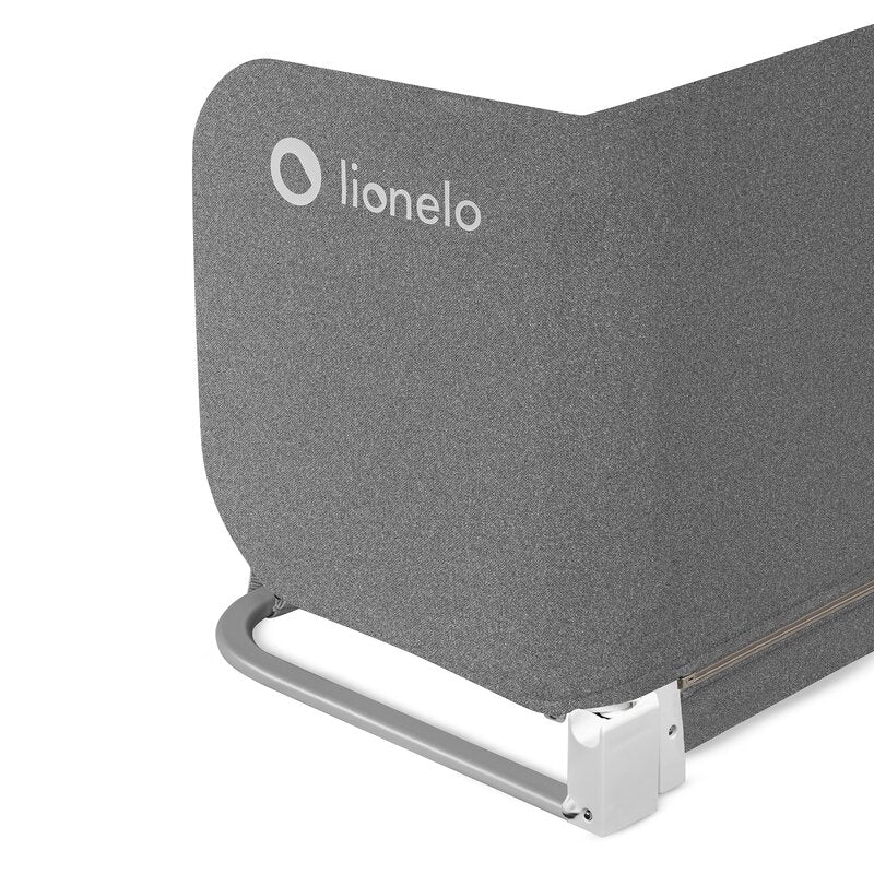 Protectie laterala pat, Lionelo, Lora, Pliabila, Sistem de blocare StandSafe, Geanta de transport inclusa, 105 x 45 cm, Gri