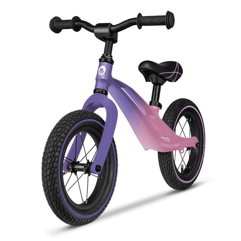 Bicicleta fara pedale, Lionelo, Bart Air, Usoara, Cu roti gonflabile, Cu cadru din magneziu, Cu ghidon si sa reglabile, Greutate 3.8 Kg, 12 inch, Conform cu standardul european de securitate EN71, Pink Violet