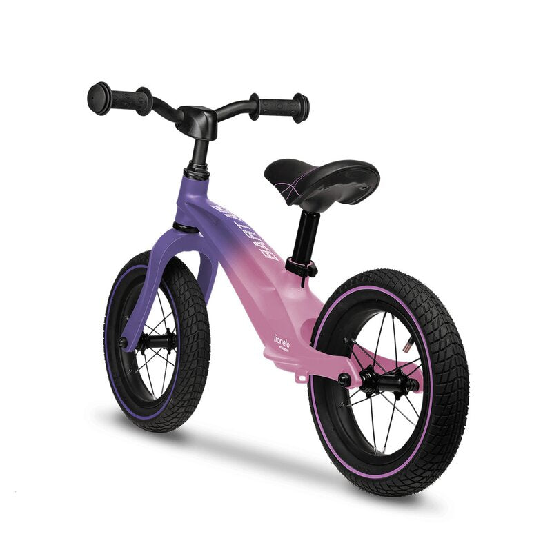 Bicicleta fara pedale, Lionelo, Bart Air, Usoara, Cu roti gonflabile, Cu cadru din magneziu, Cu ghidon si sa reglabile, Greutate 3.8 Kg, 12 inch, Conform cu standardul european de securitate EN71, Pink Violet - gogobaby.ro