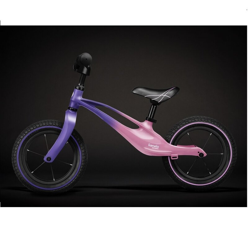 Bicicleta fara pedale, Lionelo, Bart Air, Usoara, Cu roti gonflabile, Cu cadru din magneziu, Cu ghidon si sa reglabile, Greutate 3.8 Kg, 12 inch, Conform cu standardul european de securitate EN71, Pink Violet - gogobaby.ro