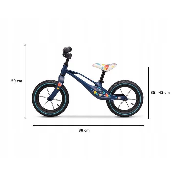 Bicicleta fara pedale, Lionelo, Bart Air, Usoara, Cu roti gonflabile, Cu cadru din magneziu, Cu ghidon si sa reglabile, Greutate 3.8 Kg, 12 inch, Conform cu standardul european de securitate EN71, Albastru
