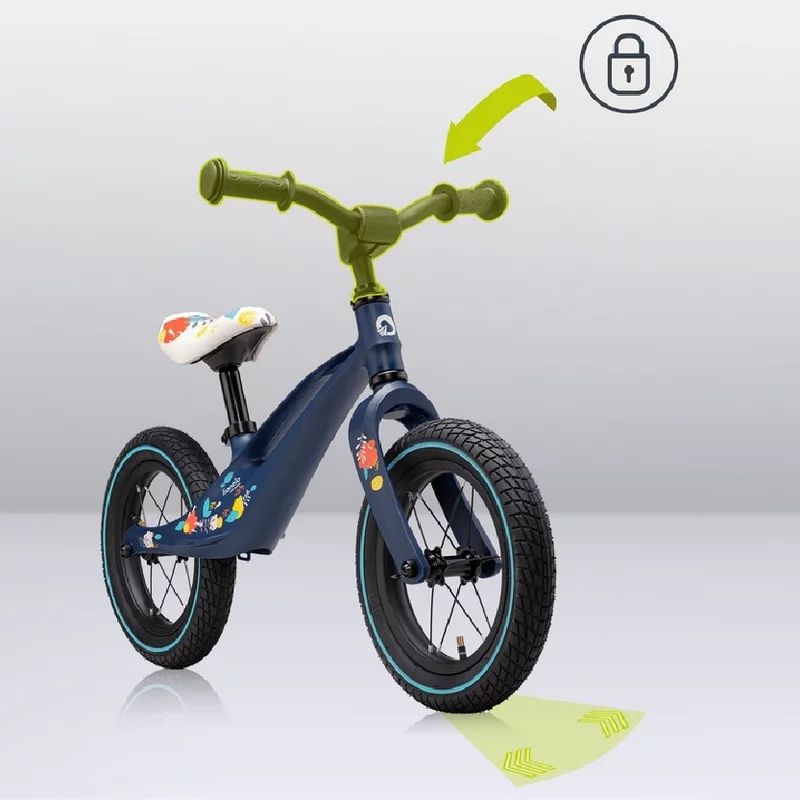 Bicicleta fara pedale, Lionelo, Bart Air, Usoara, Cu roti gonflabile, Cu cadru din magneziu, Cu ghidon si sa reglabile, Greutate 3.8 Kg, 12 inch, Conform cu standardul european de securitate EN71, Albastru