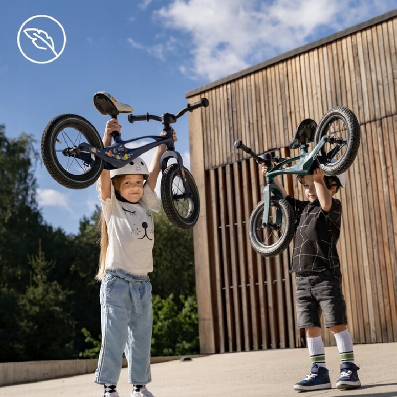 Bicicleta fara pedale, Lionelo, Bart Air, Usoara, Cu roti gonflabile, Cu cadru din magneziu, Cu ghidon si sa reglabile, Greutate 3.8 Kg, 12 inch, Conform cu standardul european de securitate EN71, Green Forest - gogobaby.ro