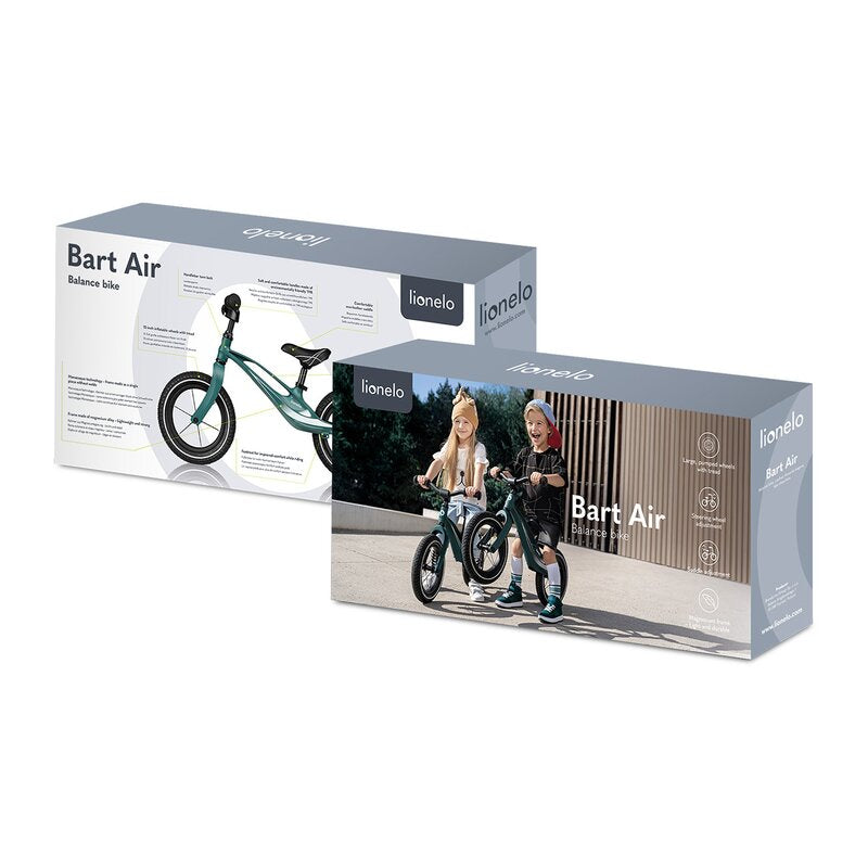 Bicicleta fara pedale, Lionelo, Bart Air, Usoara, Cu roti gonflabile, Cu cadru din magneziu, Cu ghidon si sa reglabile, Greutate 3.8 Kg, 12 inch, Conform cu standardul european de securitate EN71, Negru