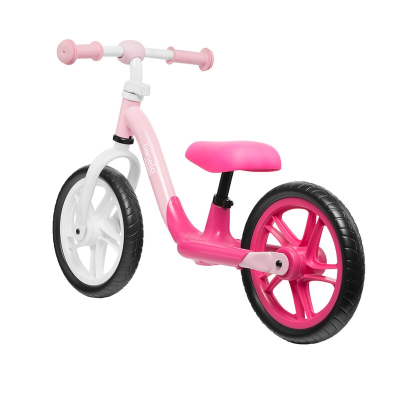 Bicicleta fara pedale, Lionelo, Alex, Usoara, Cu ghidon si sa reglabile, Greutate 3.3 Kg, Cu roti din spuma EVA, 12 inch, Bubblegum - gogobaby.ro