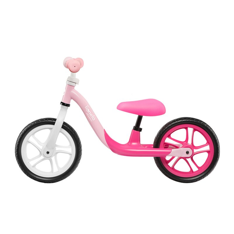 Bicicleta fara pedale, Lionelo, Alex, Usoara, Cu ghidon si sa reglabile, Greutate 3.3 Kg, Cu roti din spuma EVA, 12 inch, Bubblegum - gogobaby.ro