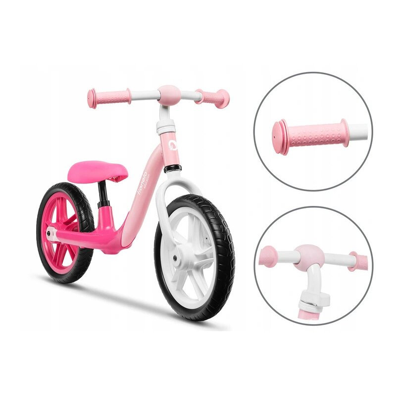Bicicleta fara pedale, Lionelo, Alex, Usoara, Cu ghidon si sa reglabile, Greutate 3.3 Kg, Cu roti din spuma EVA, 12 inch, Bubblegum - gogobaby.ro