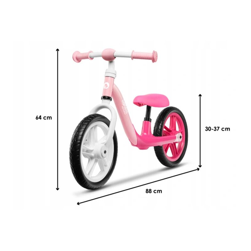 Bicicleta fara pedale, Lionelo, Alex, Usoara, Cu ghidon si sa reglabile, Greutate 3.3 Kg, Cu roti din spuma EVA, 12 inch, Bubblegum - gogobaby.ro