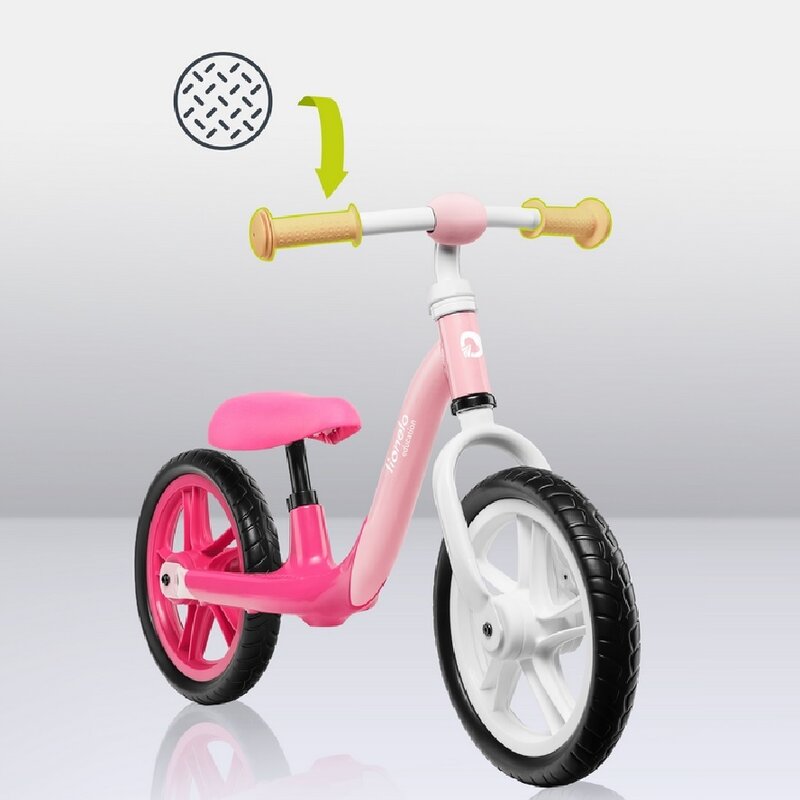 Bicicleta fara pedale, Lionelo, Alex, Usoara, Cu ghidon si sa reglabile, Greutate 3.3 Kg, Cu roti din spuma EVA, 12 inch, Bubblegum - gogobaby.ro