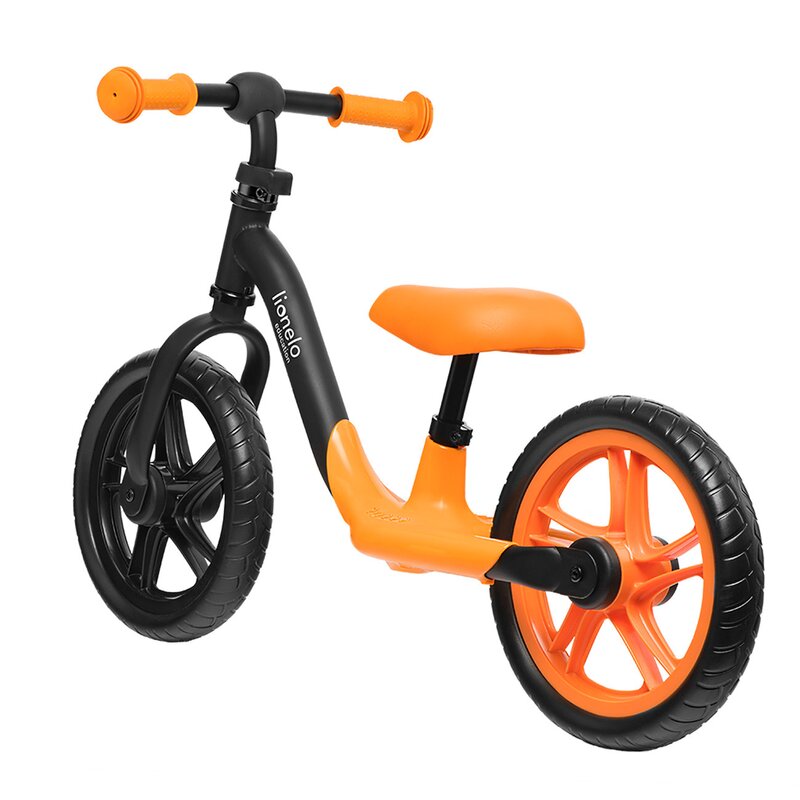 Bicicleta fara pedale, Lionelo, Alex, Usoara, Cu ghidon si sa reglabile, Greutate 3.3 Kg, Cu roti din spuma EVA, 12 inch, Orange - gogobaby.ro