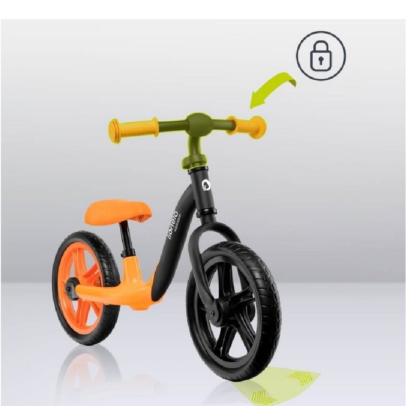 Bicicleta fara pedale, Lionelo, Alex, Usoara, Cu ghidon si sa reglabile, Greutate 3.3 Kg, Cu roti din spuma EVA, 12 inch, Orange - gogobaby.ro