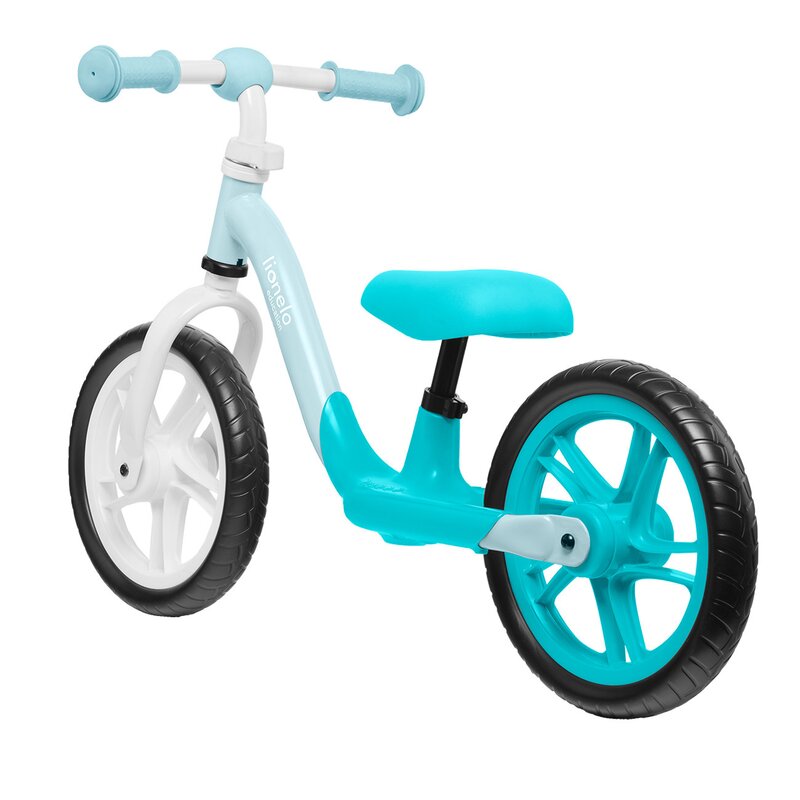 Bicicleta fara pedale, Lionelo, Alex, Usoara, Cu ghidon si sa reglabile, Greutate 3.3 Kg, Cu roti din spuma EVA, 12 inch, Turquoise - gogobaby.ro