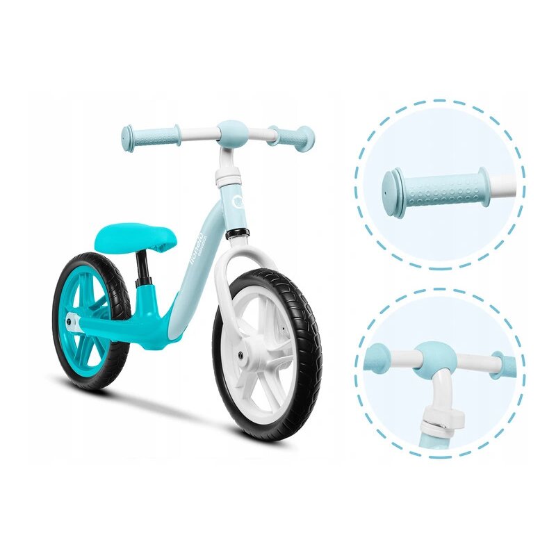 Bicicleta fara pedale, Lionelo, Alex, Usoara, Cu ghidon si sa reglabile, Greutate 3.3 Kg, Cu roti din spuma EVA, 12 inch, Turquoise - gogobaby.ro
