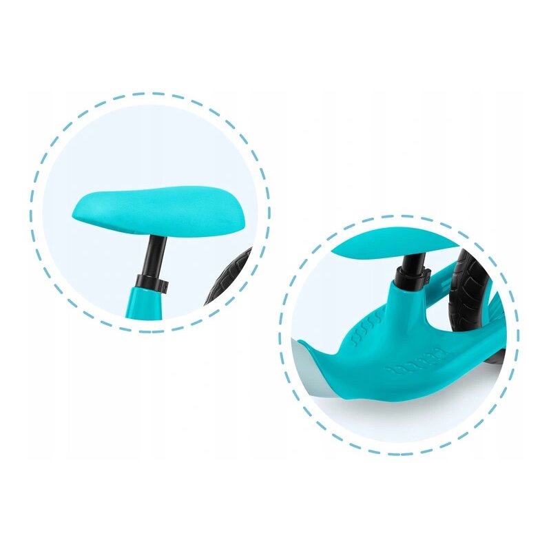 Bicicleta fara pedale, Lionelo, Alex, Usoara, Cu ghidon si sa reglabile, Greutate 3.3 Kg, Cu roti din spuma EVA, 12 inch, Turquoise - gogobaby.ro