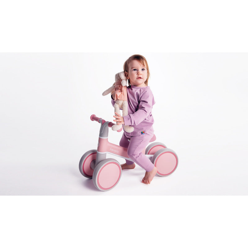 Bicicleta fara pedale, Lionelo, Villy, Cu 4 roti, Din spuma EVA si TPR, Stabila, Manere moi, antiderapante, 12- 36 luni, Sustine pana la 30 kg, Certificata EN 71-1:2014, EN 71-2:2011, EN 71-3:2019, Verde turcoaz - gogobaby.ro