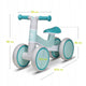 Bicicleta fara pedale, Lionelo, Villy, Cu 4 roti, Din spuma EVA si TPR, Stabila, Manere moi, antiderapante, 12- 36 luni, Sustine pana la 30 kg, Certificata EN 71-1:2014, EN 71-2:2011, EN 71-3:2019, Verde turcoaz
