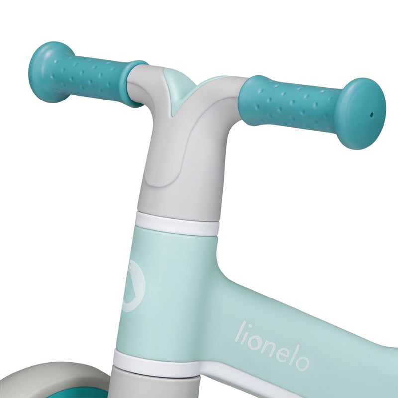 Bicicleta fara pedale, Lionelo, Villy, Cu 4 roti, Din spuma EVA si TPR, Stabila, Manere moi, antiderapante, 12- 36 luni, Sustine pana la 30 kg, Certificata EN 71-1:2014, EN 71-2:2011, EN 71-3:2019, Verde turcoaz