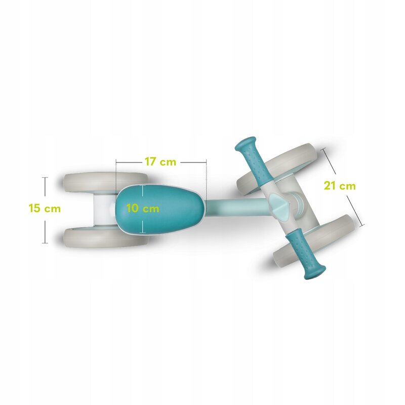 Bicicleta fara pedale, Lionelo, Villy, Cu 4 roti, Din spuma EVA si TPR, Stabila, Manere moi, antiderapante, 12- 36 luni, Sustine pana la 30 kg, Certificata EN 71-1:2014, EN 71-2:2011, EN 71-3:2019, Verde turcoaz