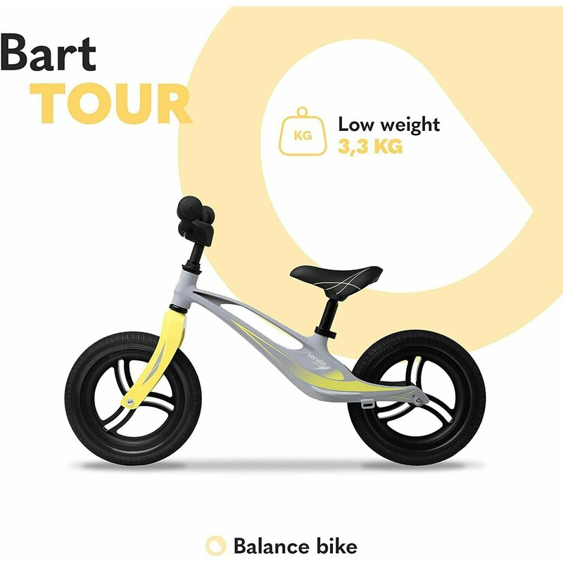 Bicicleta fara pedale, Lionelo, Bart Tour, Usoara, Cu cadru din magneziu, 3.3 Kg, 12 inch, Conform cu standardul european de securitate EN71, Grey Stone - gogobaby.ro