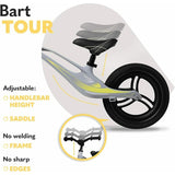 Bicicleta fara pedale, Lionelo, Bart Tour, Usoara, Cu cadru din magneziu, 3.3 Kg, 12 inch, Conform cu standardul european de securitate EN71, Grey Stone