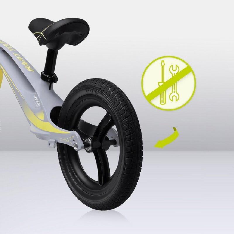 Bicicleta fara pedale, Lionelo, Bart Tour, Usoara, Cu cadru din magneziu, 3.3 Kg, 12 inch, Conform cu standardul european de securitate EN71, Grey Stone - gogobaby.ro