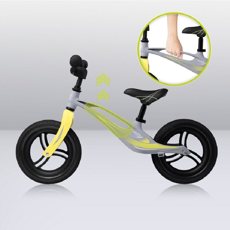 Bicicleta fara pedale, Lionelo, Bart Tour, Usoara, Cu cadru din magneziu, 3.3 Kg, 12 inch, Conform cu standardul european de securitate EN71, Grey Stone - gogobaby.ro