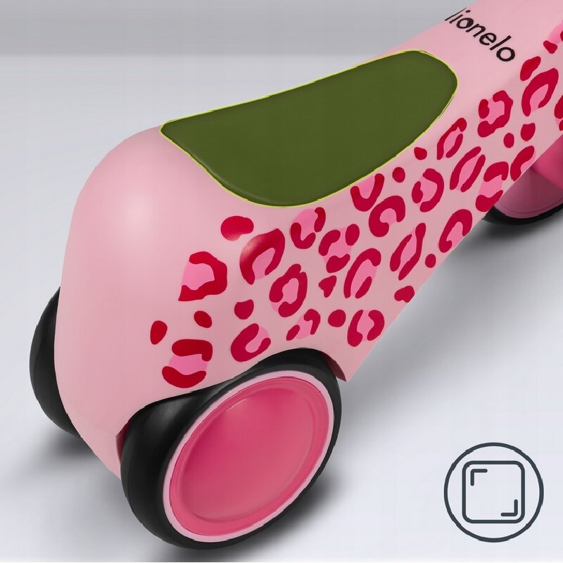 Bicicleta fara pedale, Lionelo, Sammy, Cu 4 roti, Din spuma EVA, Stabila, Manere moi, antiderapante, 12- 36 luni, Greutate maxima suportata 25 kg, Certificata EN 71-1:2014, EN 71-2:2011, EN 71-3:2019, Roz