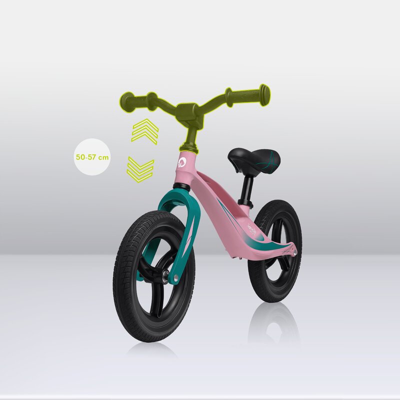 Bicicleta fara pedale, Lionelo, Bart Tour, Usoara, Cu cadru din magneziu, 3.3 Kg, 12 inch, Conform cu standardul european de securitate EN71, Pink Bubblegum - gogobaby.ro