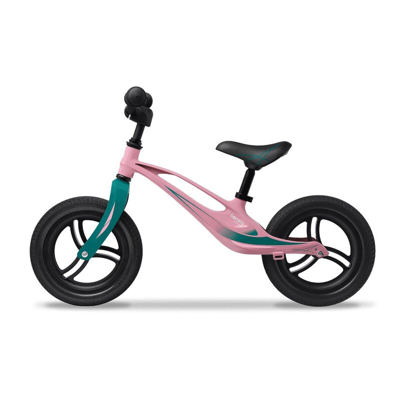 Bicicleta fara pedale, Lionelo, Bart Tour, Usoara, Cu cadru din magneziu, 3.3 Kg, 12 inch, Conform cu standardul european de securitate EN71, Pink Bubblegum