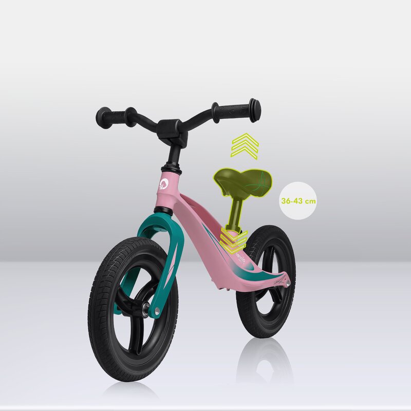Bicicleta fara pedale, Lionelo, Bart Tour, Usoara, Cu cadru din magneziu, 3.3 Kg, 12 inch, Conform cu standardul european de securitate EN71, Pink Bubblegum - gogobaby.ro