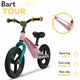 Bicicleta fara pedale, Lionelo, Bart Tour, Usoara, Cu cadru din magneziu, 3.3 Kg, 12 inch, Conform cu standardul european de securitate EN71, Pink Bubblegum