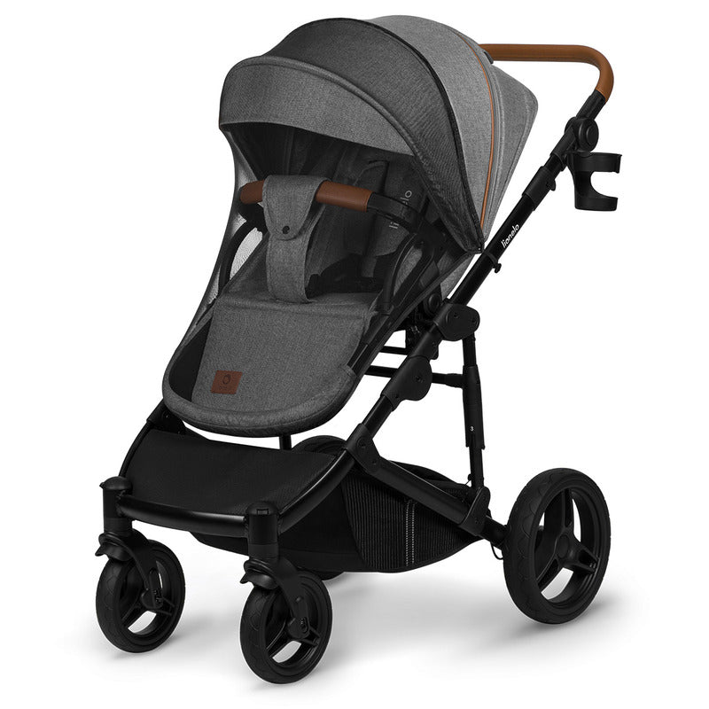 Carucior 2 in 1, Lionelo, Mari Tour, Cu landou individual si salteluta moale, Reversibil, Maner ajustabil, Plasa de tantari, Husa de picioare, Geanta parinti, 22 kg, Conform cu standardele europene de securitate EN1888 si EN1466, Gri