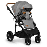 Carucior 2 in 1, Lionelo, Mari Tour, Cu landou individual si salteluta moale, Reversibil, Maner ajustabil, Plasa de tantari, Husa de picioare, Geanta parinti, 22 kg, Conform cu standardele europene de securitate EN1888 si EN1466, Gri
