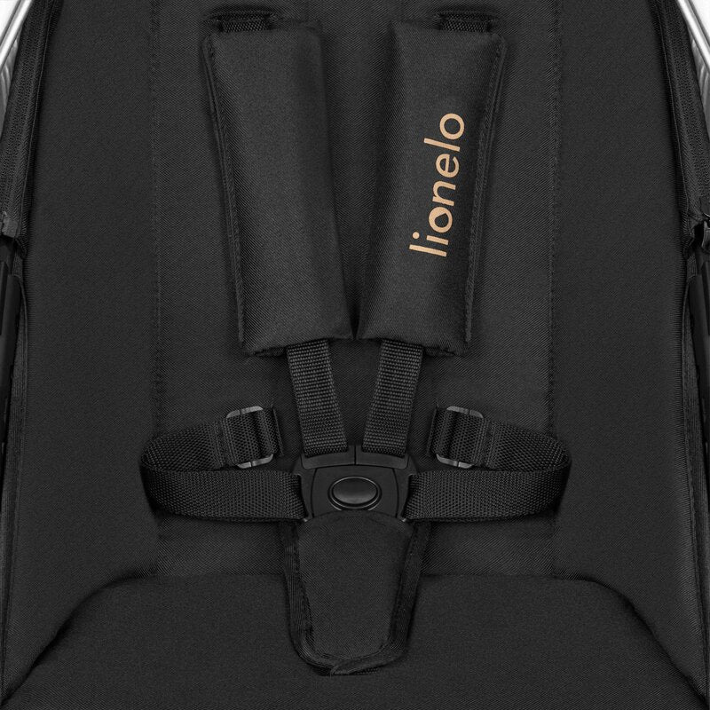 Carucior 2 in 1, Lionelo, Amber, Cadru aluminiu, Cu landou intarit si salteluta moale, Reversibil, Maner ajustabil, Huse pentru picioare, ploaie, Plasa de tantari, Geanta parinti, Pana la 22 kg, EN1888-1, EN1888-2, EN1466, Negru - gogobaby.ro