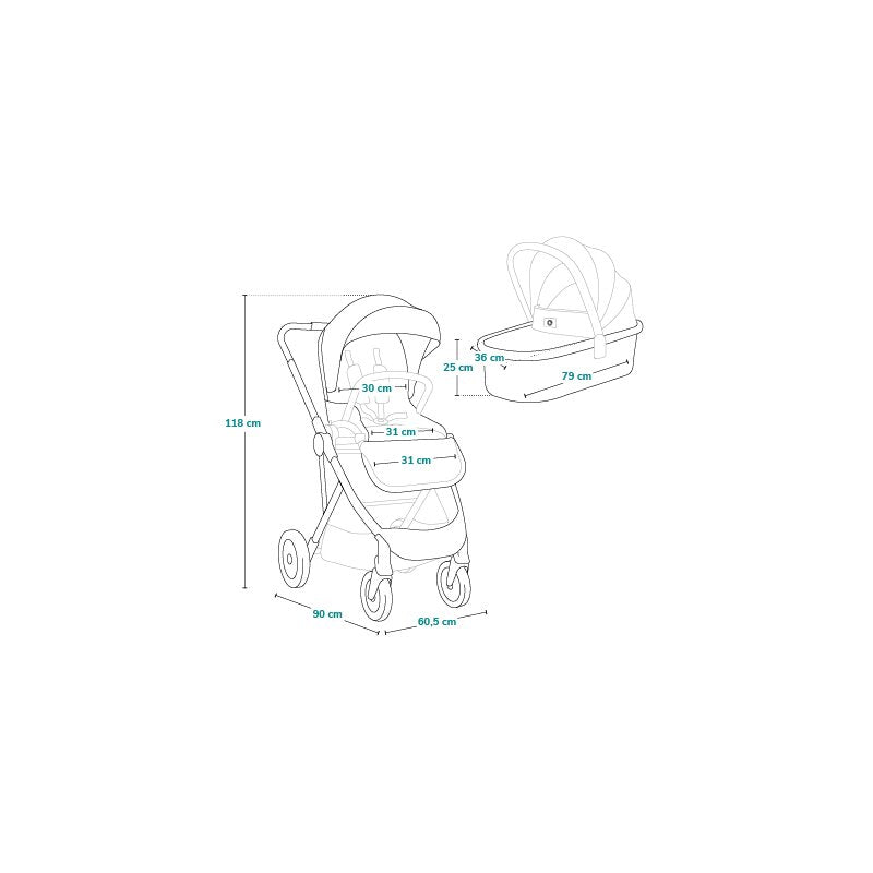 Carucior 2 in 1, Lionelo, Amber, Cadru aluminiu, Cu landou intarit si salteluta moale, Reversibil, Maner ajustabil, Huse pentru picioare, ploaie, Plasa de tantari, Geanta parinti, Pana la 22 kg, EN1888-1, EN1888-2, EN1466, Negru