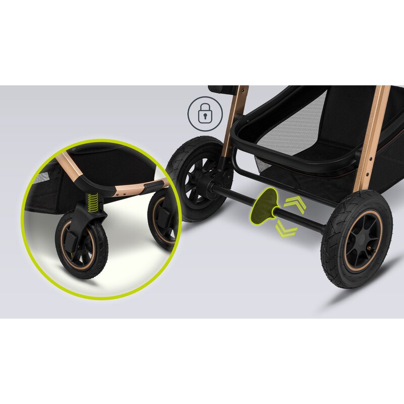 Carucior 2 in 1, Lionelo, Amber, Cadru aluminiu, Cu landou intarit si salteluta moale, Reversibil, Maner ajustabil, Huse pentru picioare, ploaie, Plasa de tantari, Geanta parinti, Pana la 22 kg, EN1888-1, EN1888-2, EN1466, Negru - gogobaby.ro
