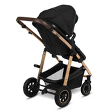 Carucior 2 in 1, Lionelo, Amber, Cadru aluminiu, Cu landou intarit si salteluta moale, Reversibil, Maner ajustabil, Huse pentru picioare, ploaie, Plasa de tantari, Geanta parinti, Pana la 22 kg, EN1888-1, EN1888-2, EN1466, Negru
